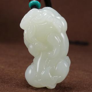 臻玉盈和田玉貔貅吊坠男士女款皮休挂件佳礼附送鉴定证书4022mm男士