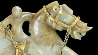 古玉老玉和田玉,包金胡人献马